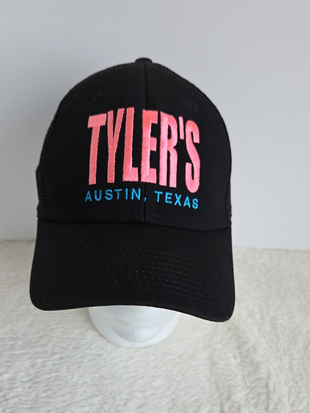TYLER'S Austin Texas Trucker Hat Black Pink Mesh Snapback